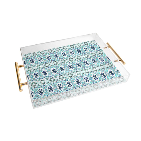 Amy Sia Ikat Java Blue Mini Acrylic Tray