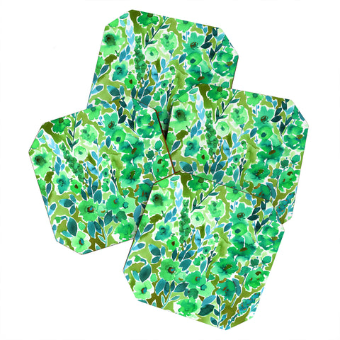 Amy Sia Isla Floral Green Coaster Set