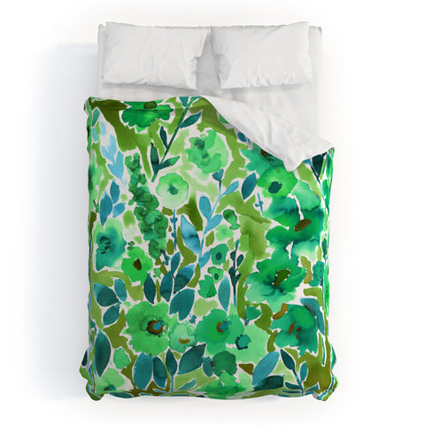 Amy Sia Isla Floral Green Duvet Cover