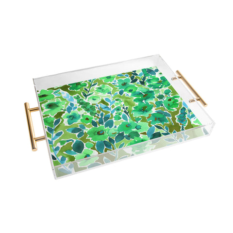 Amy Sia Isla Floral Green Acrylic Tray