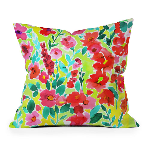 Amy Sia Isla Floral Yellow Outdoor Throw Pillow