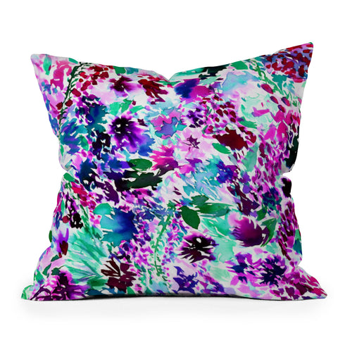 Amy Sia La Flor Plum Outdoor Throw Pillow
