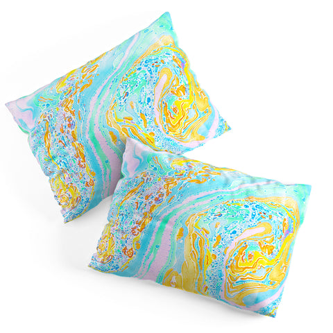 Amy Sia Marble Aqua Pillow Shams