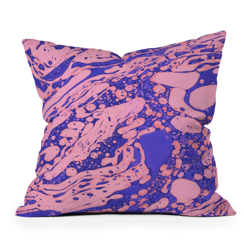 Amy Sia Marble Blue Pink Outdoor Throw Pillow