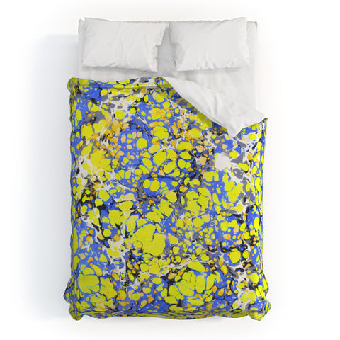 Amy Sia Marble Bubble Blue Yellow Duvet Cover