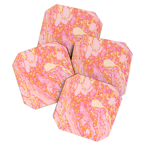 Amy Sia Marble Orange Pink Coaster Set