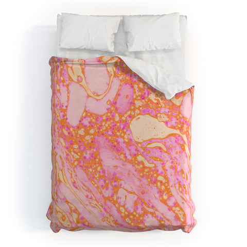 Amy Sia Marble Orange Pink Duvet Cover