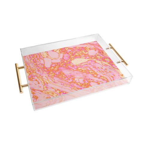 Amy Sia Marble Orange Pink Acrylic Tray