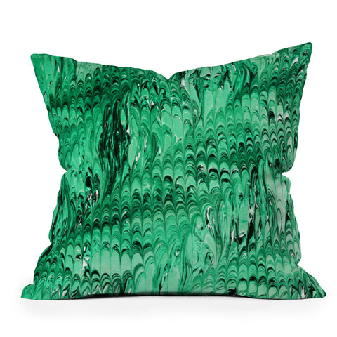 Amy Sia Marble Wave Emerald Outdoor Throw Pillow