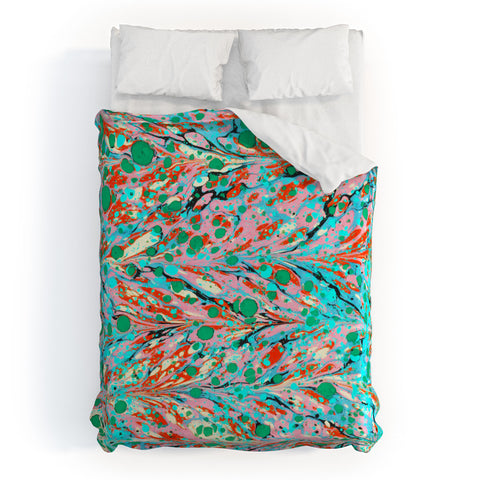 Amy Sia Marbled Illusion Green Duvet Cover