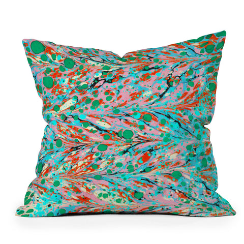Amy Sia Marbled Illusion Green Outdoor Throw Pillow