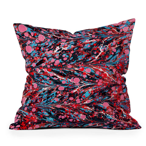 Amy Sia Marbled Illusion Red Outdoor Throw Pillow