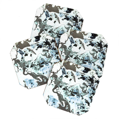 Amy Sia Marbled Terrain Ice Blue Coaster Set