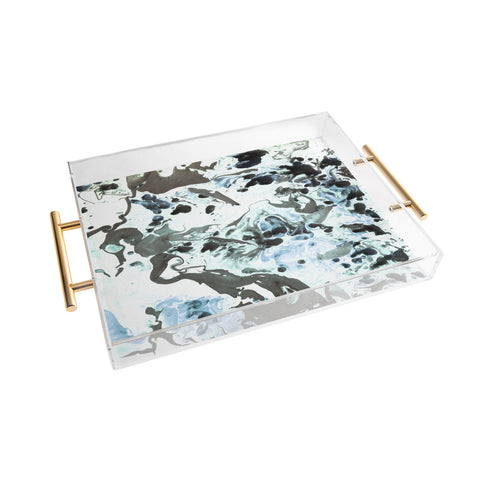 Amy Sia Marbled Terrain Ice Blue Acrylic Tray