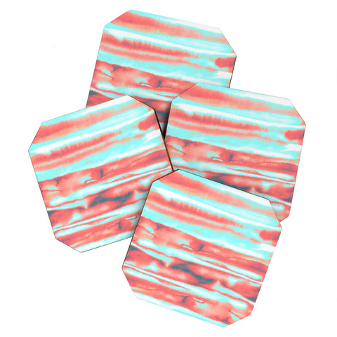 Amy Sia Neon Stripe Orange Coaster Set