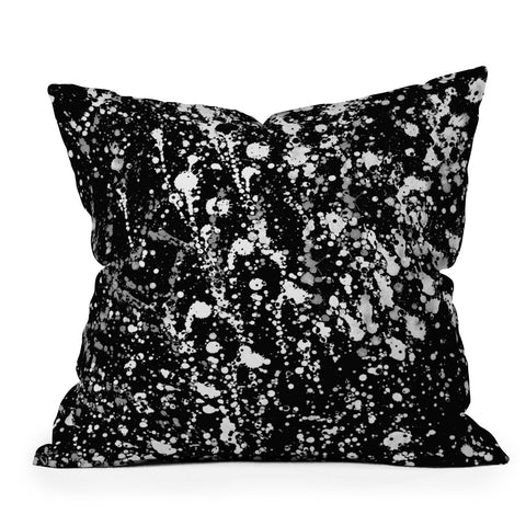 Amy Sia Splatter Black and White Outdoor Throw Pillow