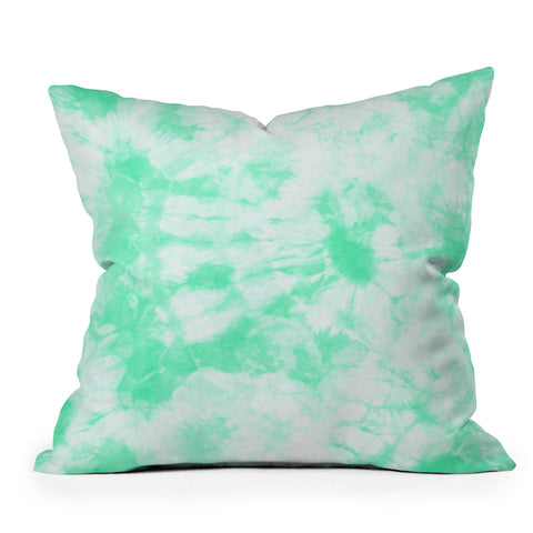 Amy Sia Tie Dye 3 Mint Outdoor Throw Pillow