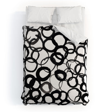 Amy Sia Watercolor Circle Black Duvet Cover