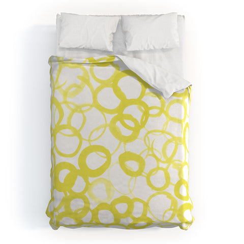 Amy Sia Watercolor Circle Ochre Duvet Cover
