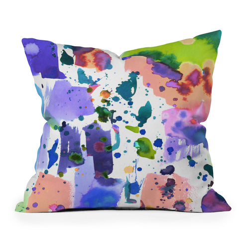 Amy Sia Watercolor Splatter Outdoor Throw Pillow