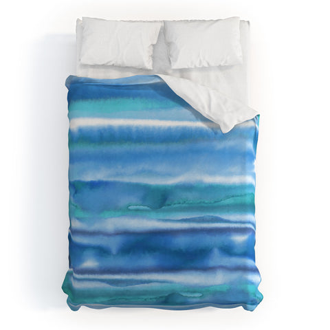 Amy Sia Watercolor Stripe Blue Duvet Cover