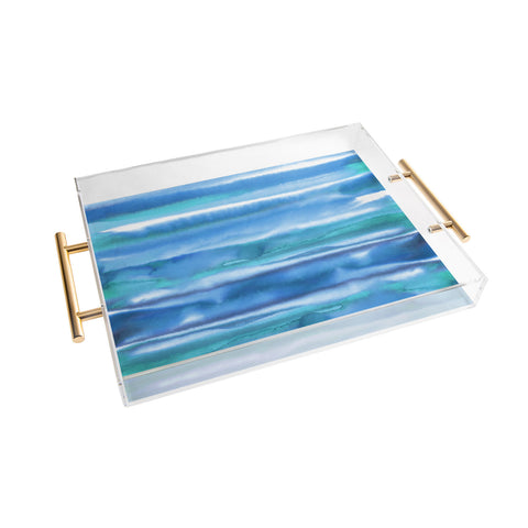 Amy Sia Watercolor Stripe Blue Acrylic Tray