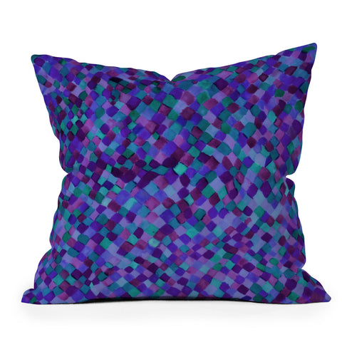 Amy Sia Watercolour Diamonds Plum Outdoor Throw Pillow