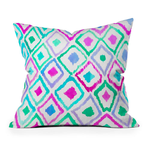 Amy Sia Watercolour Ikat 2 Outdoor Throw Pillow