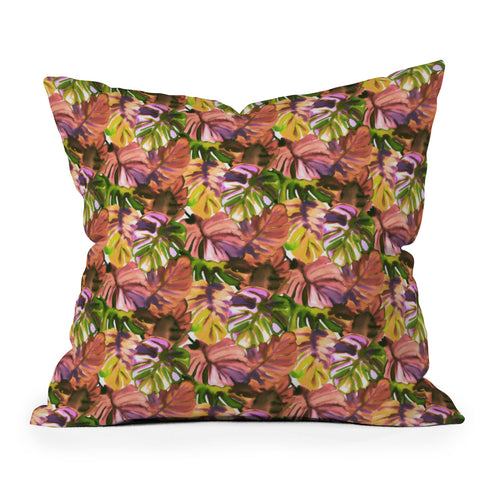Amy Sia Welcome to the Jungle Palm Aubergine Outdoor Throw Pillow
