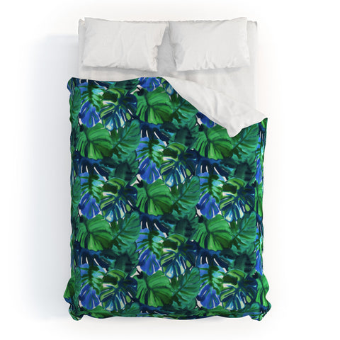 Amy Sia Welcome to the Jungle Palm Deep Green Duvet Cover