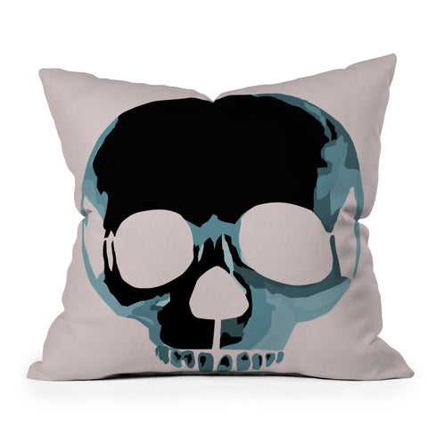 Amy Smith Blue Skull 1 Outdoor Throw Pillow