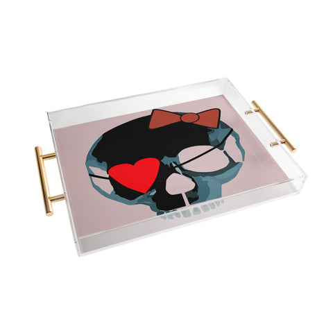 Amy Smith Blue Skull with Bow Acrylic Tray
