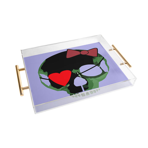 Amy Smith Green Skull with Bow Acrylic Tray