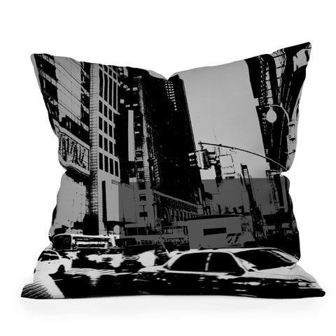 Amy Smith NY Street Grayscale Outdoor Throw Pillow