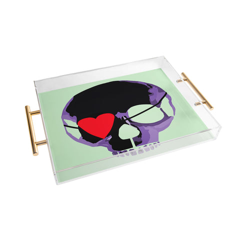 Amy Smith Purple Skull With Heart Eyepatch Acrylic Tray