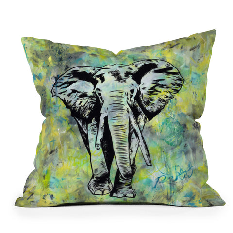 Amy Smith The Tough Elephant Outdoor Throw Pillow