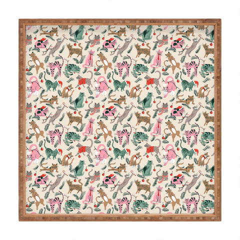 amysuther Silly Christmas Cats Square Tray