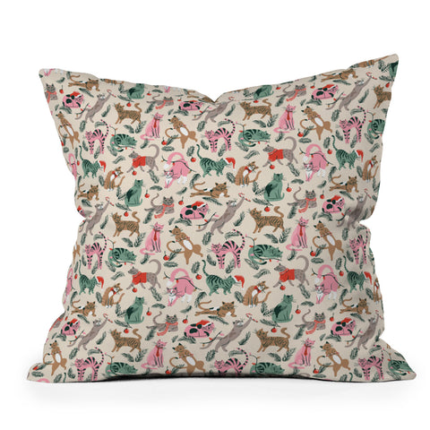 amysuther Silly Christmas Cats Throw Pillow