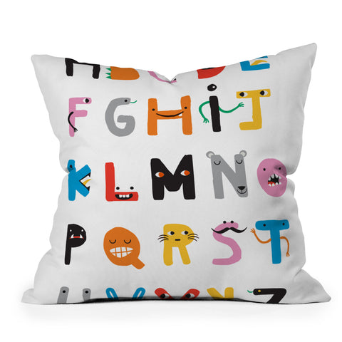 Ana Carvalho ABC The Monster Alphabet Outdoor Throw Pillow