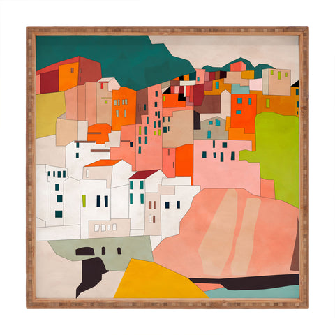 Ana Rut Bre Fine Art cinque terre I Square Tray