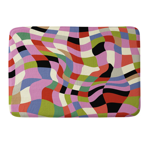 Ana Rut Bre Fine Art fluid retro checkers Memory Foam Bath Mat
