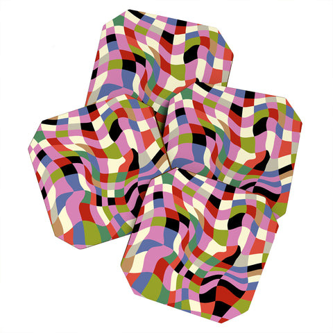 Ana Rut Bre Fine Art fluid retro checkers Coaster Set