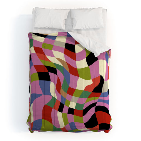Ana Rut Bre Fine Art fluid retro checkers Comforter