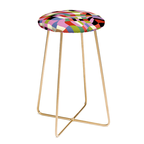 Ana Rut Bre Fine Art fluid retro checkers Counter Stool