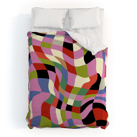 Ana Rut Bre Fine Art fluid retro checkers Duvet Cover