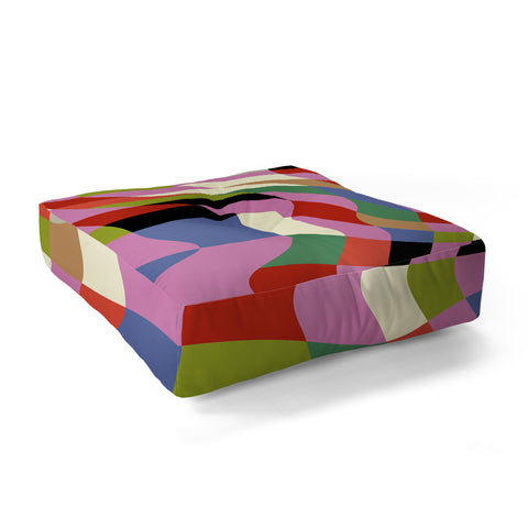 Ana Rut Bre Fine Art fluid retro checkers Floor Pillow Square