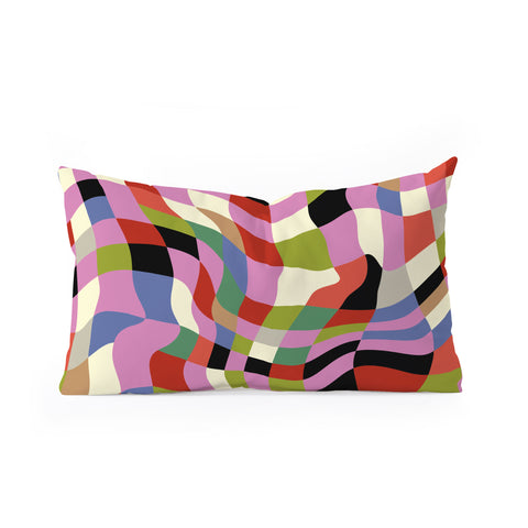 Ana Rut Bre Fine Art fluid retro checkers Oblong Throw Pillow