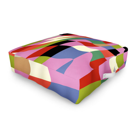 Ana Rut Bre Fine Art fluid retro checkers Outdoor Floor Cushion