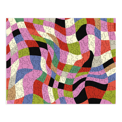 Ana Rut Bre Fine Art fluid retro checkers Puzzle