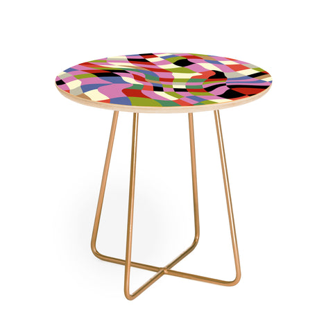 Ana Rut Bre Fine Art fluid retro checkers Round Side Table